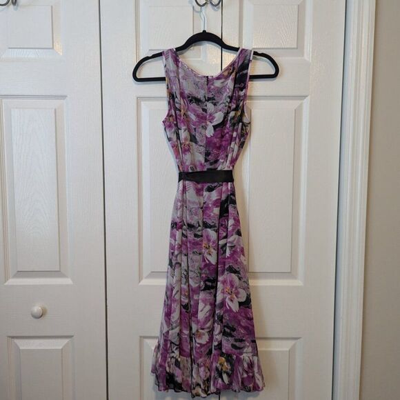 Adrianna Papell Pink and Black Floral Midi Dress - Picture 4 of 9